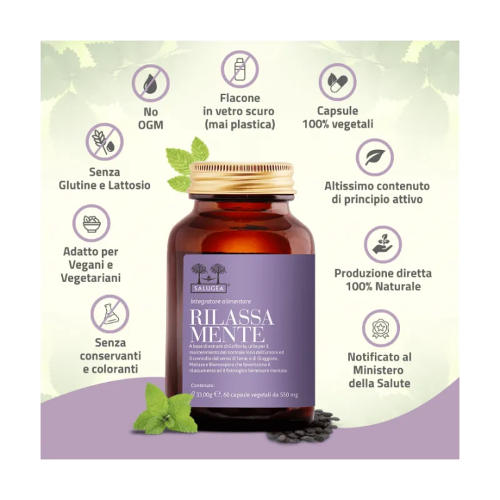 Rilassa Mente Salugea | Integratore Antistress 60 Capsule